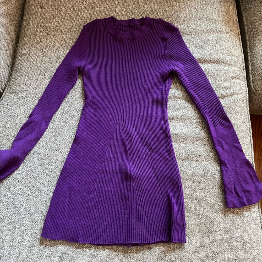 Shein Small Purple A-Line Sweater Dress Long Sleeve